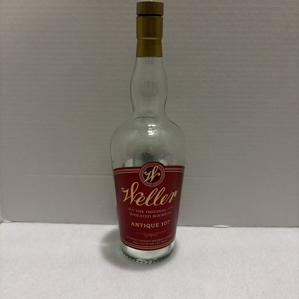 Weller Antique 107 Bourbon Empty Bottle 750ml with Cork Buffalo Trace Bar Decor